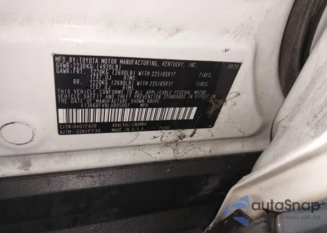 2020 Toyota Rav4 Hybrid Xle из США, поврежденный, VIN 4T3R6RFV8LU005007